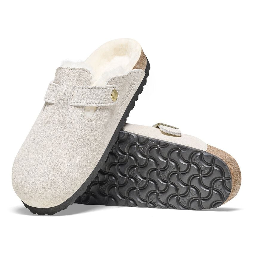 Birkenstock Boston Shearling in Antique White