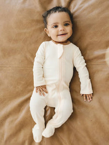 Organic Ribbed Zipper Onesie