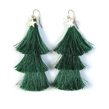 Tipsy Elves Christmas Tree Tassel Earrings