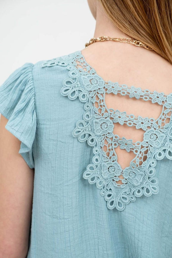 Elizabeth's Eyelet Lace V-Neck