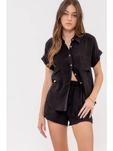 Becky Fold Sleeve Button Down Top