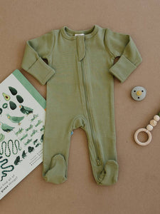 Organic Ribbed Zipper Onesie