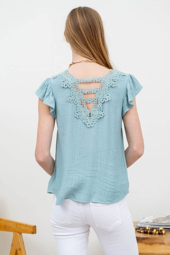 Elizabeth's Eyelet Lace V-Neck