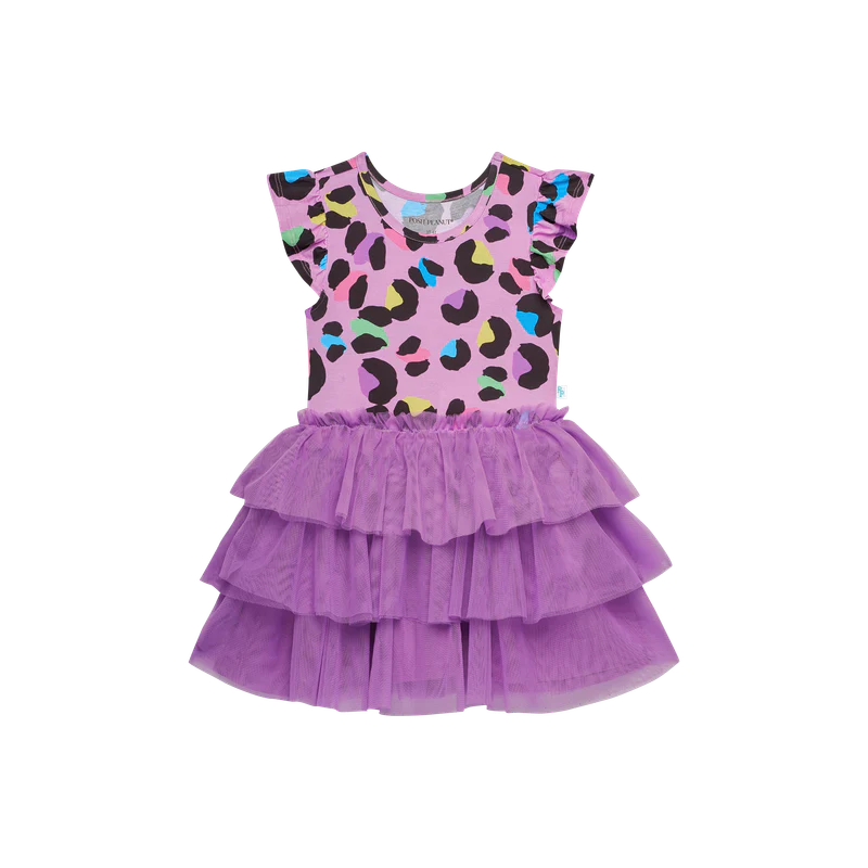 Posh Peanut Electric Leopard Ruffled Tulle Dress