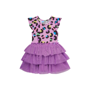 Posh Peanut Electric Leopard Ruffled Tulle Dress