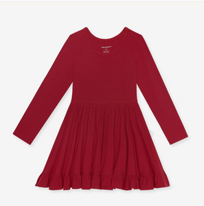 Posh Peanut Dark Red Ruffled Twirl Dress