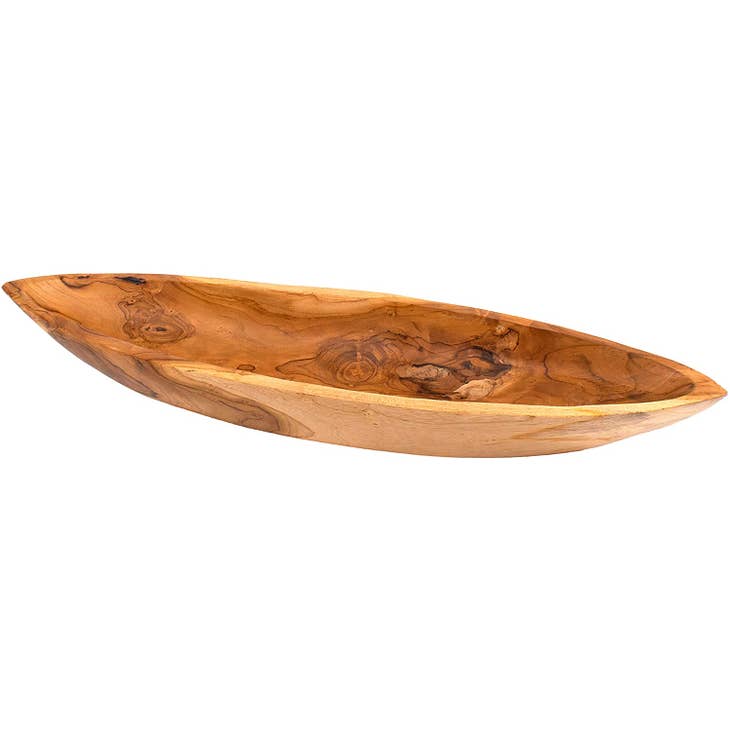 Andaluca Teak Wood Long Canoe Bowl