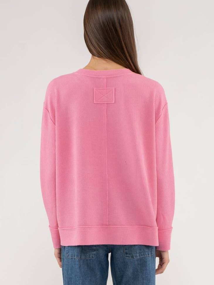 Serafin Split-Neck & Hem Rib Knit