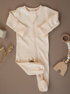 Organic Ribbed Zipper Onesie