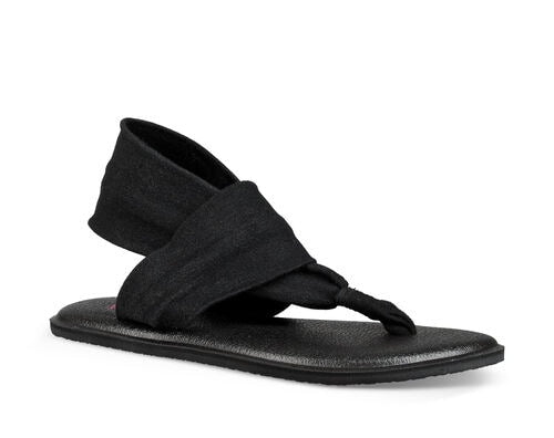 Sanuk Yoga Sling Flat Sandals Black Size 8