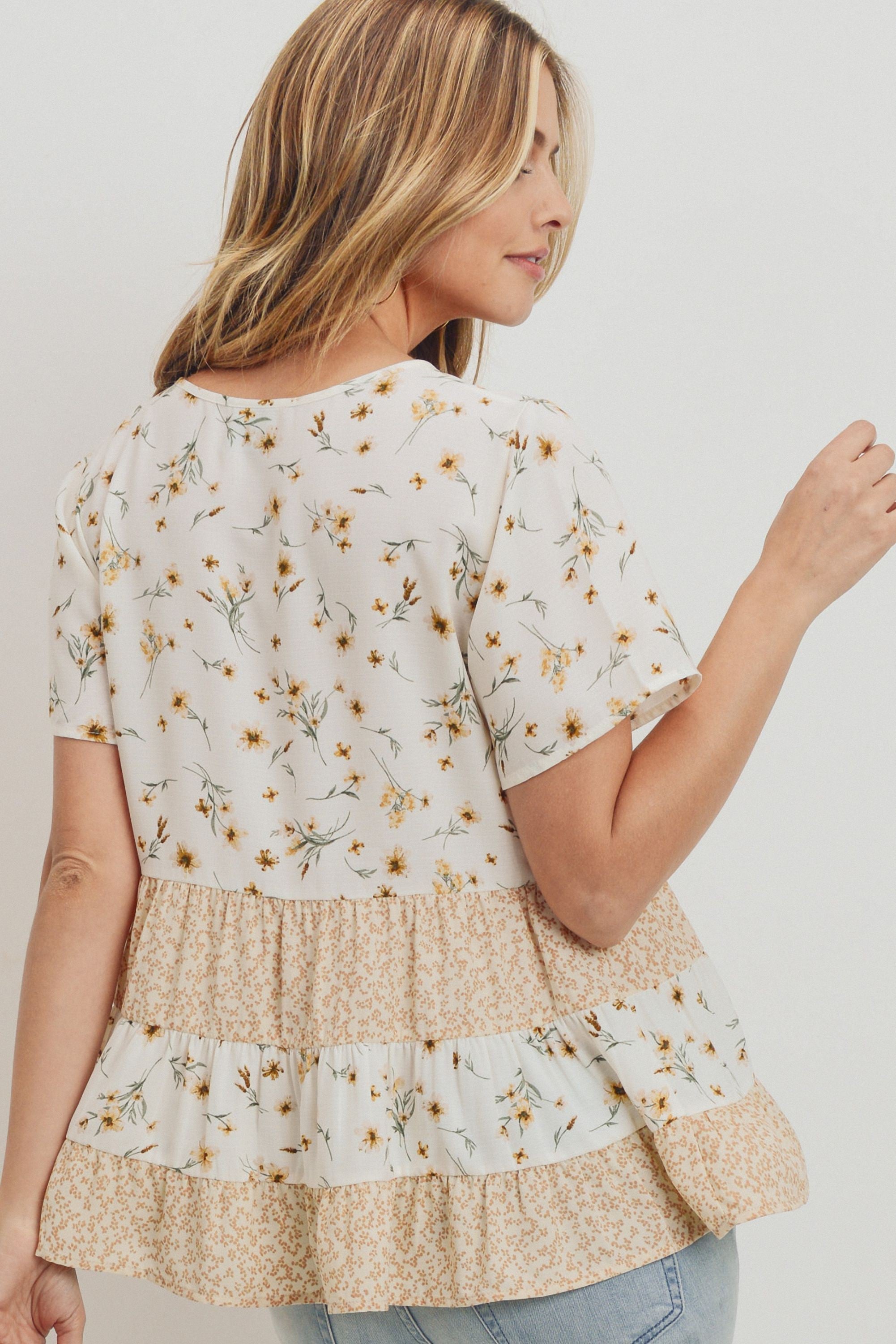 Kourt Floral Tiered Top