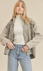 Cherri Fleece Sleeve Plaid Jacket