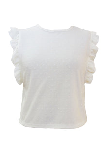 Little Mass Girls White Eyelit Ruffled Top